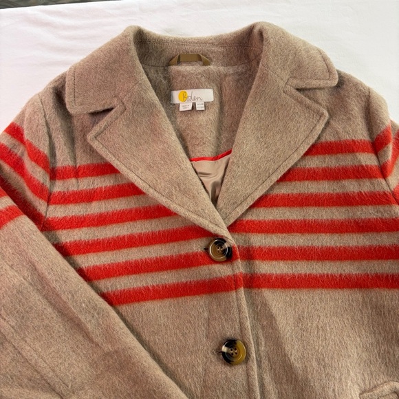 Boden Jackets & Blazers - Boden Tan and Orange Striped Wool Coat 3-button size US 10